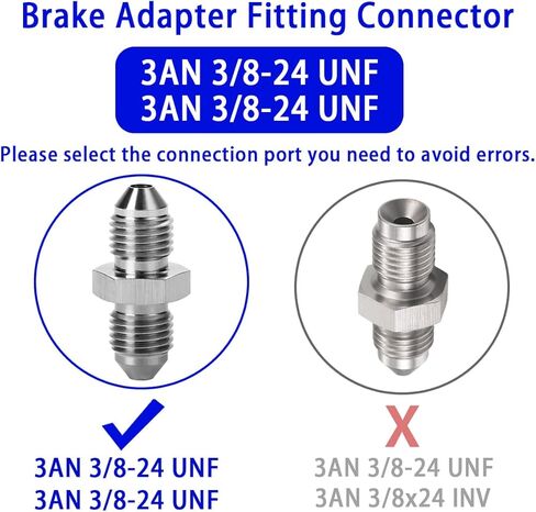 3AN Male to AN3 (3/8-24 UNF) Male Inverted Flare Stainless Steel Brake Adapter Fitting Connector(4PCS) in Saudi Arabia