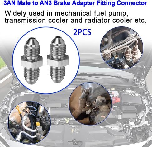 3AN Male to AN3 (3/8-24 UNF) Male Inverted Flare Stainless Steel Brake Adapter Fitting Connector(4PCS) in Saudi Arabia