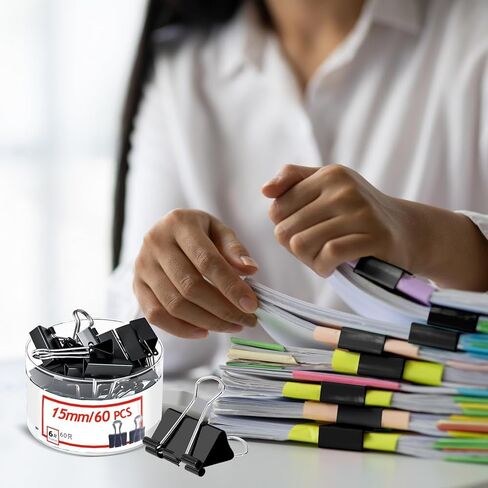 Office Paper Clamps, 24/40/48/60Pcs Binder Clip Paper Clamps, for Office School Supplies(Light Color,60Pcs,15mm) in Saudi Arabia