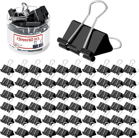 Office Paper Clamps, 24/40/48/60Pcs Binder Clip Paper Clamps, for Office School Supplies(Light Color,60Pcs,15mm) in Saudi Arabia