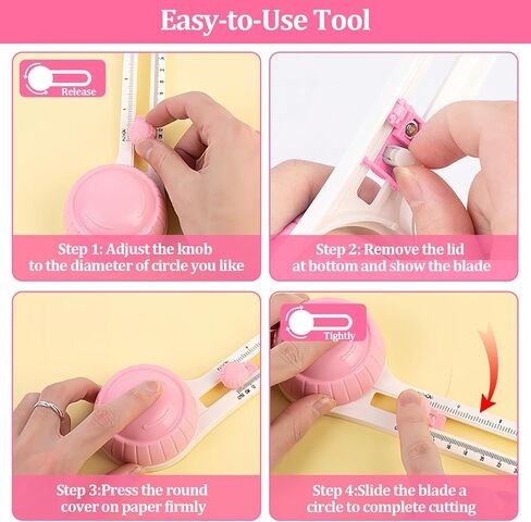 Circle Paper Cutters，Adjustable Rotary Circle Cutter，Circular Cardboard Circle Cutter with 3 Replaceable Blades, Trimmer Scrapbooking Tools，DIY Craft Cutting Tools Green in Saudi Arabia
