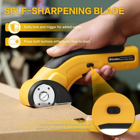 Electric Box Cutter, Cordless Electric Scissors With Safety Lock, USB Rechargeable Cardboard Cutter for Packages Leather Plastic（yellow） in Saudi Arabia