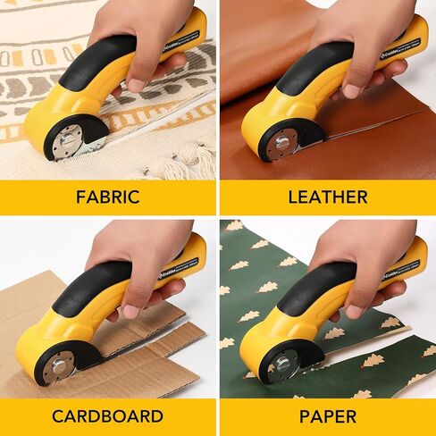 Electric Box Cutter, Cordless Electric Scissors With Safety Lock, USB Rechargeable Cardboard Cutter for Packages Leather Plastic（yellow） in Saudi Arabia