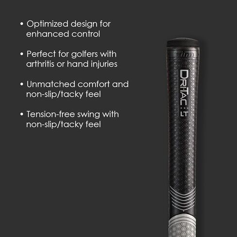 WINN DRI-TAC LT OVERSIZE Golf Grip - Non-Slip Comfort, Moisture-Wicking, Shock Absorption, AVS Technology, Hand Alignment & Arthritis Relief, Better Control with Lighter Grip Pressure, Ideal for Hand Injuries, Less Tapered Profile for Easier Gripping in Saudi Arabia