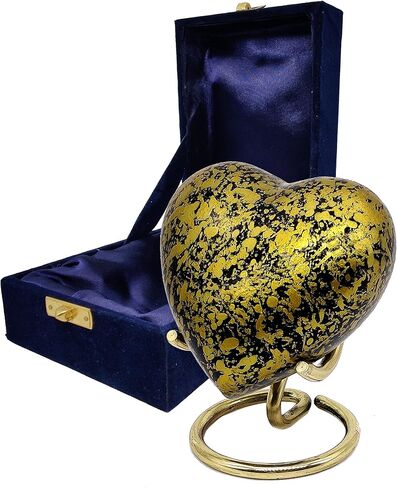 5MOONSUN5's Handcrafted Engraved Heart Urn Keepsake Cremation Urn for Human pet Ashes Engraved Urn Heart Shaped Perfect for Adults & Infants Honor Your Loved One. Comes with Brass Stand & Premium Box in Saudi Arabia