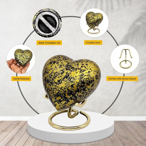 5MOONSUN5's Handcrafted Engraved Heart Urn Keepsake Cremation Urn for Human pet Ashes Engraved Urn Heart Shaped Perfect for Adults & Infants Honor Your Loved One. Comes with Brass Stand & Premium Box in Saudi Arabia
