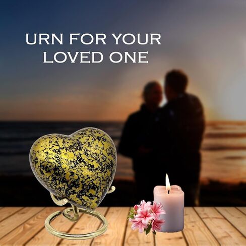 5MOONSUN5's Handcrafted Engraved Heart Urn Keepsake Cremation Urn for Human pet Ashes Engraved Urn Heart Shaped Perfect for Adults & Infants Honor Your Loved One. Comes with Brass Stand & Premium Box in Saudi Arabia