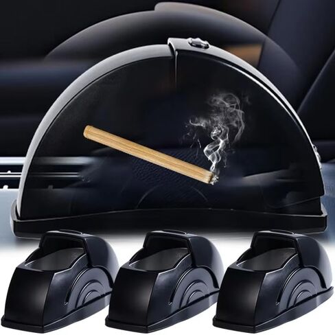 Smokeless Car Ashtray with Lid - Leakproof Stainless Steel Liner, Windproof & Odor-Reducing Design, Detachable Ash Tray for Automotive Use in Saudi Arabia