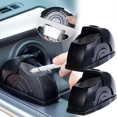 Smokeless Car Ashtray with Lid - Leakproof Stainless Steel Liner, Windproof & Odor-Reducing Design, Detachable Ash Tray for Automotive Use in Saudi Arabia