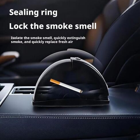 Smokeless Car Ashtray with Lid - Leakproof Stainless Steel Liner, Windproof & Odor-Reducing Design, Detachable Ash Tray for Automotive Use in Saudi Arabia