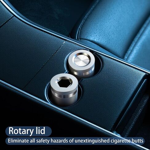 منفضة سجائر السيارة المصنوعة من الفولاذ المقاوم للصدأ مقاومة للرياح بدون رائحة - حامل أكواب مناسب مع غطاء دوار للسفر في السيارة (فضي لامع طويل القامة) in Kuwait