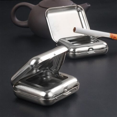 Mini Portable Ashtray – Stylish Square Silver Cigarette Ashtray, High-End Japanese Design, Perfect for On-the-Go Use in Saudi Arabia