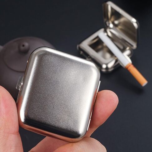 Mini Portable Ashtray – Stylish Square Silver Cigarette Ashtray, High-End Japanese Design, Perfect for On-the-Go Use in Saudi Arabia