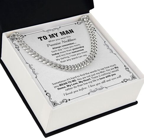 To My Man Necklace Boyfriend Valentines Day Gift Promise Necklace For Boyfriend Cuban Link Chain Necklace For Boyfriend Meaningful Necklace For Him Soulmate Gift To Him Romantic Gifts Christmas in Saudi Arabia