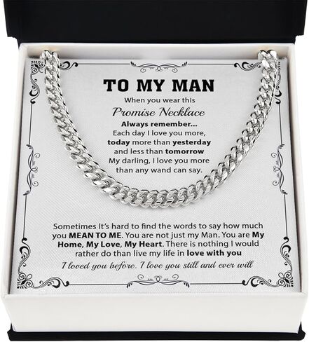 To My Man Necklace Boyfriend Valentines Day Gift Promise Necklace For Boyfriend Cuban Link Chain Necklace For Boyfriend Meaningful Necklace For Him Soulmate Gift To Him Romantic Gifts Christmas in Saudi Arabia