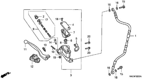 Right Brake Master Cylinder Lever Fits Honda CR125R CR250R CR500R CRF250R CRF450R CRF250X CRF450 (2004-2013) in Saudi Arabia