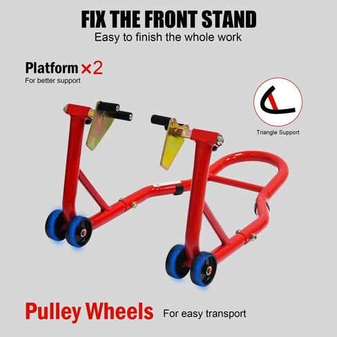 Motorcycle Stand Lift 440lbs Front Rear Combo Stand Lift Stand Front Wheel Fork Stand Rear U+K Fork Swingarm Spool Stand Compatible with Most Yamaha Honda Kawasaki Suzuki - Red in Saudi Arabia