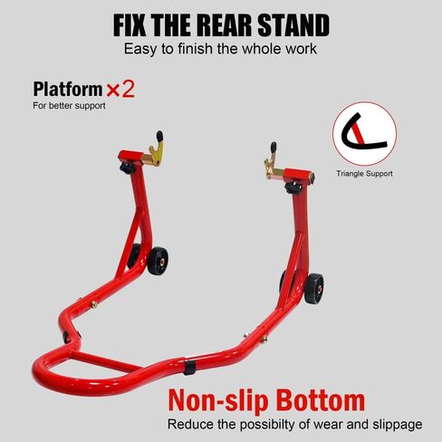 Motorcycle Stand Lift 440lbs Front Rear Combo Stand Lift Stand Front Wheel Fork Stand Rear U+K Fork Swingarm Spool Stand Compatible with Most Yamaha Honda Kawasaki Suzuki - Red in Saudi Arabia