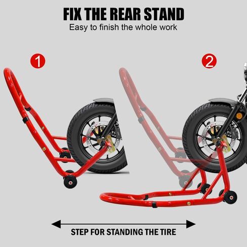Motorcycle Stand Lift 440lbs Front Rear Combo Stand Lift Stand Front Wheel Fork Stand Rear U+K Fork Swingarm Spool Stand Compatible with Most Yamaha Honda Kawasaki Suzuki - Red in Saudi Arabia