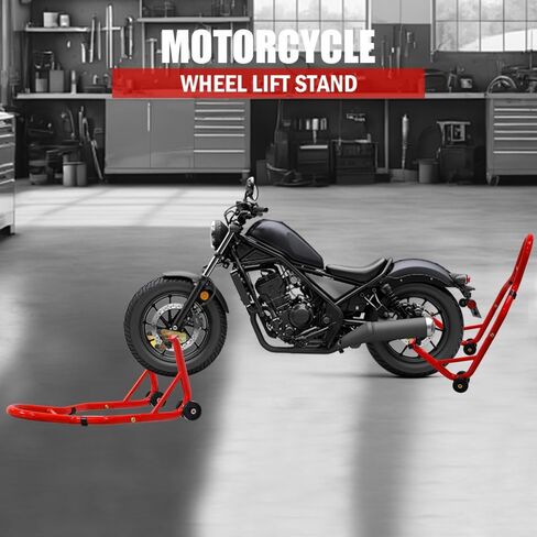 Motorcycle Stand Lift 440lbs Front Rear Combo Stand Lift Stand Front Wheel Fork Stand Rear U+K Fork Swingarm Spool Stand Compatible with Most Yamaha Honda Kawasaki Suzuki - Red in Saudi Arabia