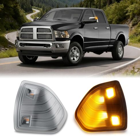 مصابيح مرآة جانبية LED من D-Lumina لعام 2010-2018 Do-dge Ram 1500 2500 3500 4500 5500، استبدال أضواء إشارة الانعطاف للعدسة المدخنة لليسار واليمين لـ 68302828AA 68302829AA، حزمة من 2 in Kuwait