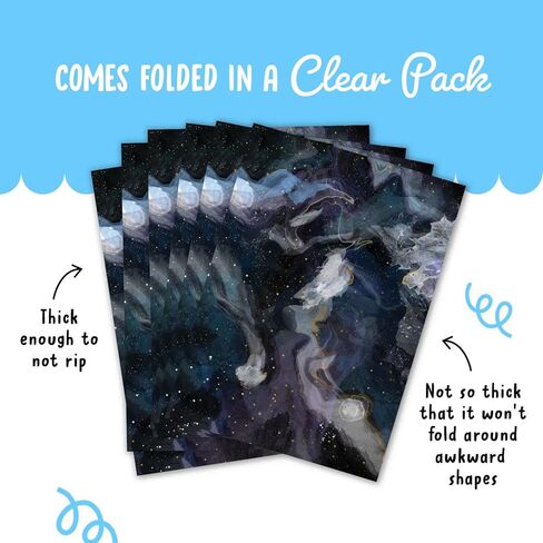 CENTRAL 23 Space Wrapping Paper - Moon Stars - 6 Blue Gift Wrap Sheets With Tag - Galaxy Wrapping Paper - For Birthday Christmas Anniversary Baby Shower - Recyclable in Kuwait