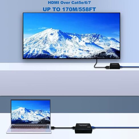 LornCeng HDMI Extender Over Fiber Optic HDMI Extension Balun Adapter 1080P@60Hz Full HD Uncompressed Transmission up to 20km Over Singlemode Fiber, Support All System in Saudi Arabia