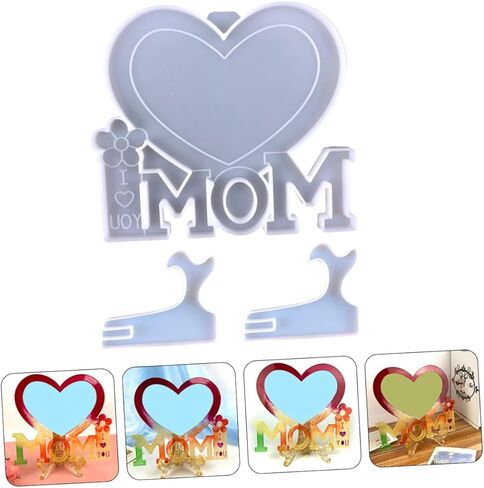 مجموعة واحدة من قوالب إطار الصور المصنوعة من السيليكون على شكل قلب من NUOBESTY للحرف اليدوية، قاعدة قالب صب الإيبوكسي لتزيين عيد الأم وفريدة من نوعها in Saudi Arabia
