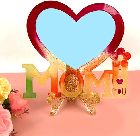 Uonlytech 1set Silicone Photo Frame Mold for Mother's Day Heart Shaped Epoxy Casting Molds Base for Creative Home and Craft Projects in Saudi Arabia