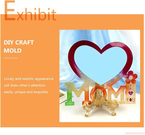 Uonlytech 1set Silicone Photo Frame Mold for Mother's Day Heart Shaped Epoxy Casting Molds Base for Creative Home and Craft Projects in Saudi Arabia