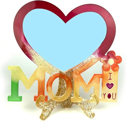 Uonlytech 1set Silicone Photo Frame Mold for Mother's Day Heart Shaped Epoxy Casting Molds Base for Creative Home and Craft Projects in Saudi Arabia