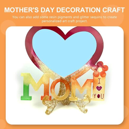 Uonlytech 1set Silicone Photo Frame Mold for Mother's Day Heart Shaped Epoxy Casting Molds Base for Creative Home and Craft Projects in Saudi Arabia