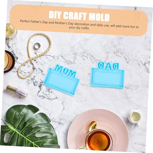 Operitacx 2pcs Silicone Epoxy Molds for Crafts Mother Day Father Day Photo Frame Keychain Pendants Safe Practical Silicone Material for Unique Art Projects in Saudi Arabia
