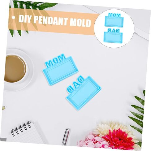 Operitacx 2pcs Silicone Epoxy Molds for Crafts Mother Day Father Day Photo Frame Keychain Pendants Safe Practical Silicone Material for Unique Art Projects in Saudi Arabia