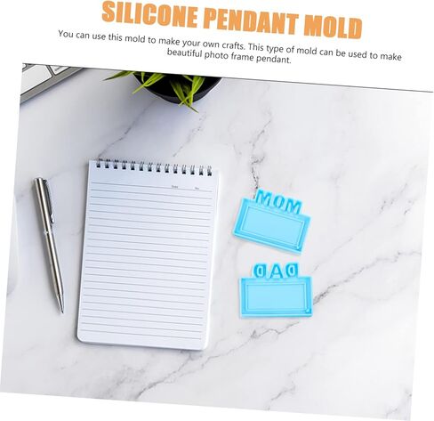 Operitacx 2pcs Silicone Epoxy Molds for Crafts Mother Day Father Day Photo Frame Keychain Pendants Safe Practical Silicone Material for Unique Art Projects in Saudi Arabia