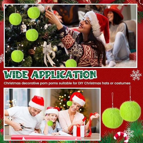 Nuenen 72 Pcs 3.15 Inch White Furry Christmas Ball Ornaments Christmas Pom Poms Ornaments Faux Rabbit Fur Balls Bulk with Elastic Band for Xmas Tree Decorations DIY Craft Hat Keychain (White) in Kuwait