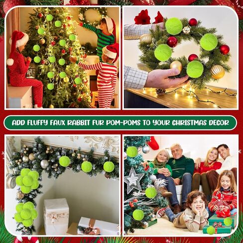 Nuenen 72 Pcs 3.15 Inch White Furry Christmas Ball Ornaments Christmas Pom Poms Ornaments Faux Rabbit Fur Balls Bulk with Elastic Band for Xmas Tree Decorations DIY Craft Hat Keychain (White) in Kuwait