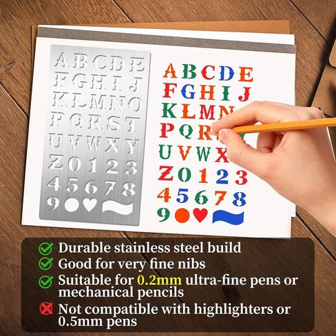 Eageus 8 Pcs Metal Letter Stencils Wood Burning Stencil Lettering Stencils, Small Reusable Alphabet Painting Template for Carving Drawing Engraving Journal Pyrography Craft(Letter Style) in Kuwait