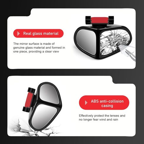 2 PCS Car Blind Spot Mirror, 360 Degrees Panoramic Adjustable Wide-angle Mirror, HD Waterproof Dual-sided Glass Reverse Parking Auxiliary Tools, Universal for Most Vehicles (Black) in Saudi Arabia
