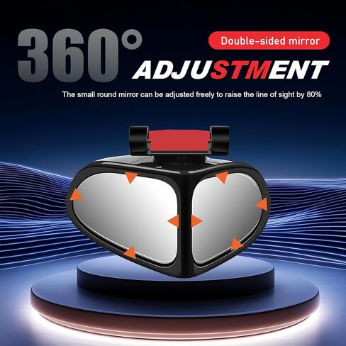 2 PCS Car Blind Spot Mirror, 360 Degrees Panoramic Adjustable Wide-angle Mirror, HD Waterproof Dual-sided Glass Reverse Parking Auxiliary Tools, Universal for Most Vehicles (Black) in Saudi Arabia