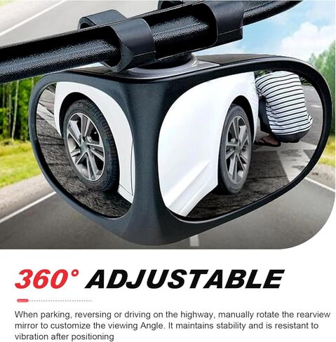 2 PCS Car Blind Spot Mirror, 360 Degrees Panoramic Adjustable Wide-angle Mirror, HD Waterproof Dual-sided Glass Reverse Parking Auxiliary Tools, Universal for Most Vehicles (Black) in Saudi Arabia