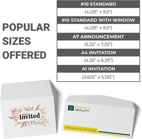 GotPrint Custom Envelopes with Logo, Full Color | #10 Standard Envelope for Mailers| Upload Business Design, Add Text or Logo, Full Color | Print Personalized 4.125x9.5, 25Qty in Saudi Arabia