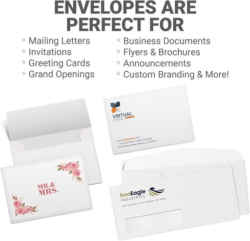 GotPrint Custom Envelopes with Logo, Full Color | #10 Standard Envelope for Mailers| Upload Business Design, Add Text or Logo, Full Color | Print Personalized 4.125x9.5, 25Qty in Saudi Arabia