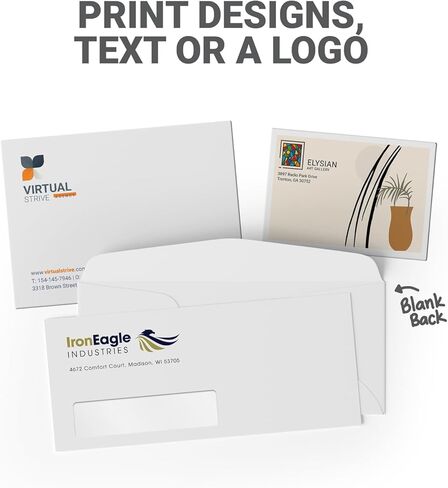 GotPrint Custom Envelopes with Logo, Full Color | #10 Standard Envelope for Mailers| Upload Business Design, Add Text or Logo, Full Color | Print Personalized 4.125x9.5, 25Qty in Saudi Arabia