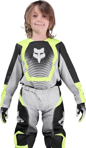 Fox Racing Youth 180 Motocross Dirt Bike Jersey, Grey/Yellow Collect, Large in Saudi Arabia
