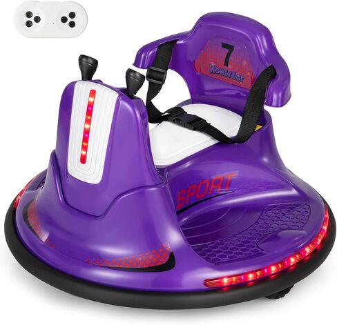 HONEY JOY 12V Bumper Car for Toddlers 1-3, Baby Ride on Bumper Car w/Dual Joysticks, Flashing LED Light & 360 Degree Spin, Electric Vehicle for Kids, Ride on Car w/Remote Control, Gift for Boys Girls in Saudi Arabia