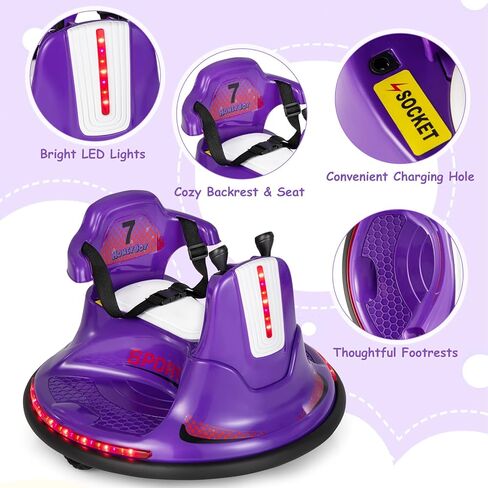 HONEY JOY 12V Bumper Car for Toddlers 1-3, Baby Ride on Bumper Car w/Dual Joysticks, Flashing LED Light & 360 Degree Spin, Electric Vehicle for Kids, Ride on Car w/Remote Control, Gift for Boys Girls in Saudi Arabia