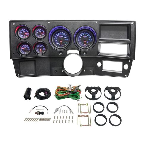 حزمة GlowShift ذات 6 قياسات متوافقة مع Chevy GMC C30 K30 C35 K35 1973-1991 - أسود 7 ألوان سبيدو، تاش، ضغط الزيت، درجة حرارة الماء، مستوى الوقود ومقاييس الفولت - لوحة لوحة القيادة ملائمة مباشرة in Saudi Arabia