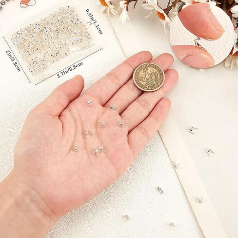 Beebeecraft 1 صندوق 200 قطعة حبة نصائح عقدة يغطي 925 فضة مطلي النحاس 8 مللي متر تجعيد يغطي لصنع المجوهرات in Kuwait