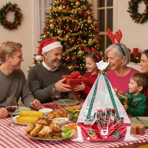 InfiBay Christmas Baskets for Gifts Empty, Christmas Gift Basket, Woven Rope Green Basket with Handle, Ribbon, Row Decor, Personalized Name Cotton Rope, Xmas Holiday Gifts Storage Baskets Decorations in Saudi Arabia